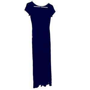 FOREVER 21 WOMEN’S BLACK SHORT SLEEVE MAXI DRESS WITH SIDE SLIT